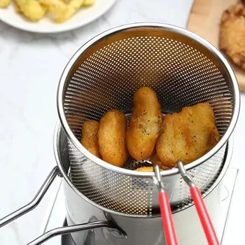 Tempura Patates Kızartması Fritöz Paslanmaz Çelik Derin Kızartma Tavası Tavuk Kızarmış Tava Süzgeç fritadeira Mutfak Pişirme Aracı