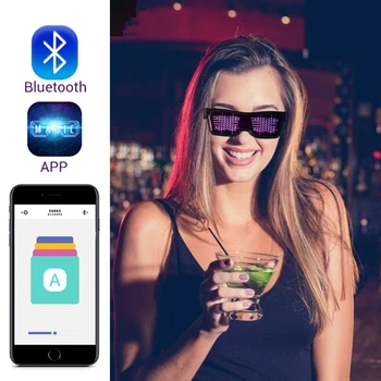 Led Gözlük Bluetooth DIY Aydınlık parti gözlüğü Özelleştirilmiş Diller USB Konser Gözlük Düğün Parti / Cadılar Bayramı / Bar DJ Parti