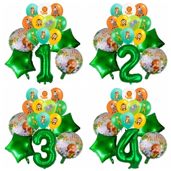 15 adet Jungle Safari Mutlu Doğum Günü Balonlar Hayvan Folyo Balonlar Vahşi Bir Çocuklar Doğum Günü Partisi Bebek Duş Dekor Zemin Kaynağı