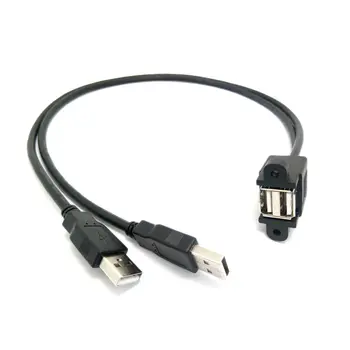 Çift Bağlantı Noktalı USB 2.0 A Erkek-Dişi M / F Uzatma Vidası Kilit Paneli Montaj Kablosu 50cm 20cm 100cm