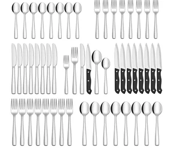 Paslanmaz çelik sofra Takımı Setleri çatal bıçak kaşık seti Ev Mutfak İçin, 48 Parça Gümüş Set biftek bıçakları