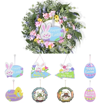 Paskalya yumurtaları Asılı İşareti Ahşap Süs Kapalı Açık Ev Mutlu paskalya dekorasyonu İçin Ön Kapı Duvar Garland Parti Malzemeleri