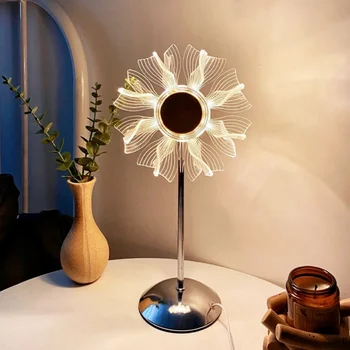 Şarj edilebilir dokunmatik gece lambası ıns net kırmızı İskandinav yaratıcı akrilik ayçiçeği masa yatak odası başucu fırıldak