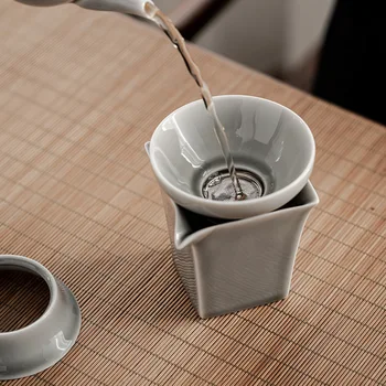 Buz Gri Sır çay süzgeci Paslanmaz Çelik Ekran Filtresi Setleri Çay Bölme Seramik Kung Fu Çay Töreni Çay Yapma Cihazı