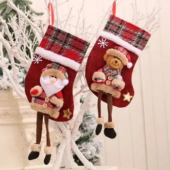 Yeni Noel Çorap Santa Çuval Çocuk Noel Hediyeleri Şeker Çorap Çanta Noel Ağacı Süsleme Asılı Çorap Dekorasyon 2023