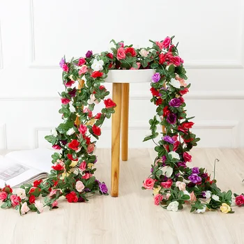 Yapay Gül Çiçek Noel düğün çelengi Ev Odası Dekorasyon Bahar Sonbahar Bahçe Kemer DIY Sahte Bitki Asma