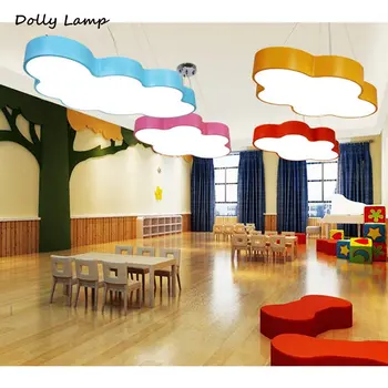 Çocuk renkli bulut LED tavan ışıkları avize basit yaratıcı yatak odası oturma odası için lamba uzaktan Kumanda 220V 100V