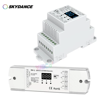 Skydance D4-L 4 Kanal CV DMX512 Dekoder D4 Dın Ray 12 V-24 V 20.5 A 4CH DMX sinyal denetleyici karartma CCT RGB RGBW LED Şerit