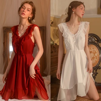 Seksi Pijama Kadın gece elbisesi Genç Kız Kıyafeti Salonu Gecelik Derin V Gecelik Camisolas İç Çamaşırı Backless Ev Takım Elbise 2023