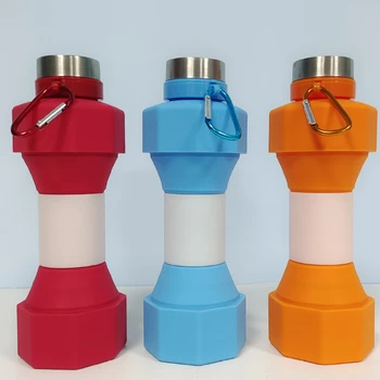 Yeni ürün 650 ml taşınabilir açık koşu spor dambıl spor su şişesi yaratıcı silikon ürünleri katlanır su ısıtıcısı fincan