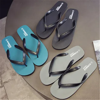 Yeni Yaz Erkek Flip-flop PVC Rahat Açık plaj sandaletleri Terlik Yetişkin Büyük Boy Kalın Tabanlı kaymaz Terlik Ayakkabı Erkekler için