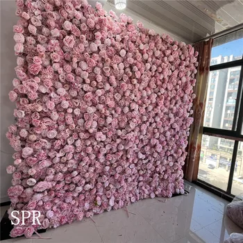 SPR Çin Üretici Dekoratif Beyaz Allık Pembe Gül Duvar Sıvamış Yapay Çiçek Zemin Standı Düğün