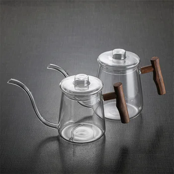 480/700ml Cam Kahve Çay Potu Gooseneck damla su ısıtıcısı kuğu boyun İnce Ağız Uzun Ağızlı Pot Kahve Makinesi Ev Demlik