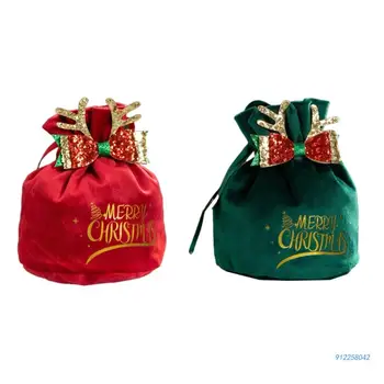 Noel Kadife Kumaş hediye çantası Santa Hediye Paketleme Yeni Yıl Bisküvi Kurabiye Damla nakliye