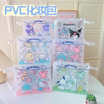 Kawaii Sanrio Benim Melodi PVC kalem Kutusu Hello Kitty Cinnamoroll Kuromi Çocuklar Kırtasiye Şeffaf Su Geçirmez Kalem saklama çantası