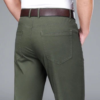 5 Renkler Yaz erkek Ince Elastik Rahat Pantolon %97.1 % Pamuk Yüksek Kaliteli Iş Moda Düz Renk Pantolon Erkek Haki Pantolon