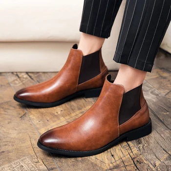 Marka erkek botları moda Retro bahar sonbahar çizmeler erkekler için deri çizmeler açık el yapımı erkek parti ayakkabıları büyük boy 48