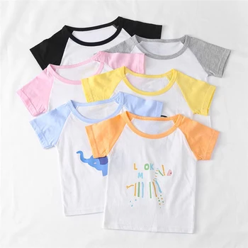Çocuk giyim Yaz İnce Bebek Üst Temel Gömlek %100 % Pamuk Kız kısa kollu tişört Çocuk Tshirtt