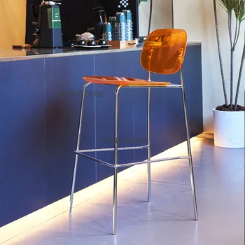 Modern şeffaf akrilik bar sandalyesi mutfak mobilyası Ev bar sandalyesi s ışık Lüks Tasarımcı Yüksek ayak bar sandalyesi