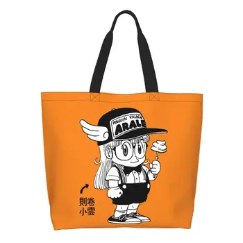 Arale Norimaki Robot Anime Bakkal Tote alışveriş çantası Sevimli Dr Çökme Japonya Tuval Alışveriş omuzdan askili çanta Büyük Kapasiteli Çanta