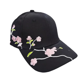 Yüksek Kaliteli Pamuk beyzbol şapkaları Kadınlar için Erik Çiçeği Nakış Çiçek Hip hop Rahat Snapback Kapaklar Hediyeler