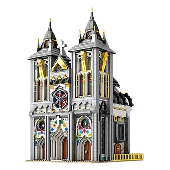 Şehir Sokak Görünümü 66027 Mimari Ortaçağ Kilise Evi Modeli Avrupa Yüzyıl Modüler Yapı Taşları Tuğla Oyuncaklar Hediye Seti
