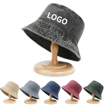 DIY Özel Logo Yıkanmış Denim Kova Şapka Erkekler Bob Katlanır Balıkçı Hip Hop Gorros Erkekler Kadınlar Panama Kadın kova kapağı