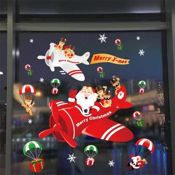 Noel Süslemeleri Cam Statik Çıkartmalar Noel Partisi Ev Noel Karikatür DIY Kar Kar Tanesi Pencere Çıkartmaları