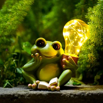 15 cm yaratıcı güneş kurbağa ışık açık hayvan lamba reçine süsler sevimli kurbağa gece ışıkları çocuk odası masaüstü süslemeleri