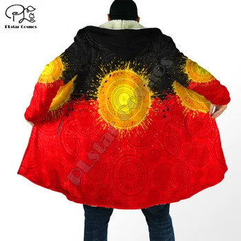 PLstar Cosmos Aborijin 3D Baskı Yeni Moda Kış Erkek / Kadın Kapüşonlu Pelerinler Polar Rüzgar Kesici Unisex Rahat Sıcak Palto A3