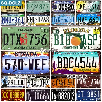[SQ-DGLZ] Amerikan araba lisansı Plaka Metal İşareti Vintage Plak Tabela Duvar Dekoru Bar Pub Plaka Zanaat Numarası Posteri Özel