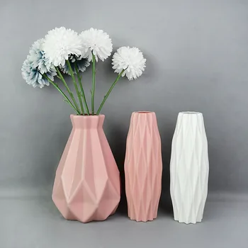 Modern Çiçek Vazo Beyaz Pembe Mavi Plastik Vazo Saksı Sepeti İskandinav Ev Oturma Odası Dekorasyon Süs Çiçek Düzenleme