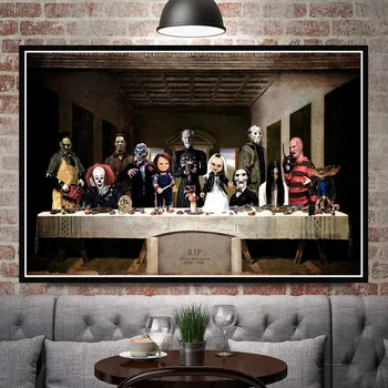 Sıcak Freddy Jason Tıknaz Cadılar Bayramı Korku Filmi Karakter Son Akşam Yemeği Sanat Boyama Posteri Baskılar Duvar Resmi Odası Ev Dekor