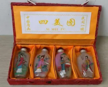 İç Boyama Çin Dört Güzellik Cam Enfiye Şişesi şişesi