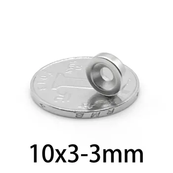 20 adet 10x3-3mm N35 Neodimyum manyetik 10mm * 3mm delikli dairesel nadir toprak mikro Mıknatıs Kalıcı NdFeB süper