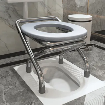 Banyo Taşınabilir Tuvalet kamp sandalyesi Hamile Kadın Yaşlı Ev Katlanabilir Yetişkin Hafif paslanmaz çelik tabure Sandalye