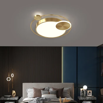 Ultra İnce Tavan lambası yuvarlak ana yatak odası lambası Basit Modern Oda lambası bakır italyan ışık lüks zarif İskandinav lambaları