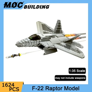 Askeri Savaşçı Serisi 1: 35 Ölçekli F-22 Raptor Uçak Modeli MOC Yapı Taşları DIY Uçak Tuğla çocuk oyuncağı Hediye