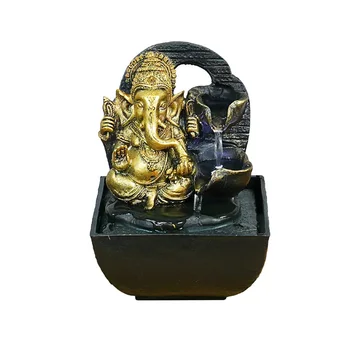 Şanslı Servet Fil Tanrı Ganesha Masaüstü Şelale Çeşme Huzurlu Akan Su Ses Ofis ve Ev Dekorasyonu Nemlendirici