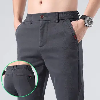 Bahar Yeni rahat pantolon erkek Slim Fit Düz Trend Çok Yönlü Streç Hafif İş Pantolon Erkekler Siyah Gri Kahverengi Boyutu 28-38
