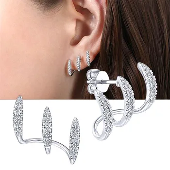 Yaratıcı Tasarım Pençeleri Saplama Küpe Kadınlar için Yüksek Kalite Gümüş Renk Beyaz CZ Kulak Piercing Küpe Yeni moda takı