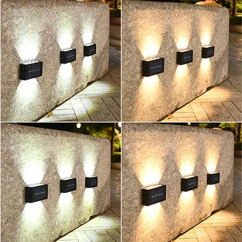 1-2-4 Adet 4-16LED Güneş Açık Su Geçirmez Villa Bahçe Lambası Ev Duvar Lambası Dekorasyon Yukarı ve Aşağı Aydınlık atmosfer duvar lambası