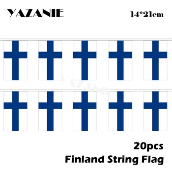 YAZANIE 14 * 21cm 20 ADET 5 Metre Küçük Finlandiya Asılı Gümrük Afiş Dize Bayrağı Fince Ulusal Ülke Özel Bayraklar ve Pankartlar