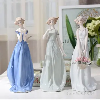 Avrupa Seramik Güzellik Heykelcik Ev Mobilya El Sanatları Dekorasyon Batı Bayan Kız Porselen El Sanatları Süs Düğün Hediyesi