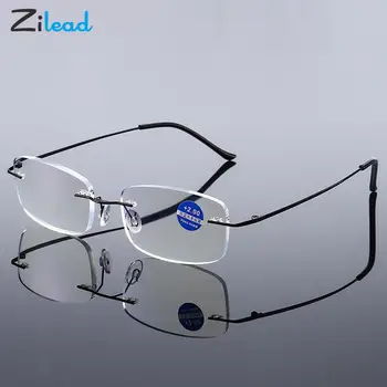 Zilead Çerçevesiz okuma gözlüğü Erkekler Kadınlar Bellek Titanyum Presbiyopik Gözlük Yüksek çözünürlüklü Gözlük Görüş Bakımı + 1.0~ + 4.0