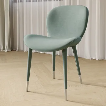Yaratıcı Metal yemek sandalyeleri İskandinav yemek odası mobilyası Modern Kavisli Yastık Açık Sandalye Yeşil Cafe Otel Müzakere Sandalye