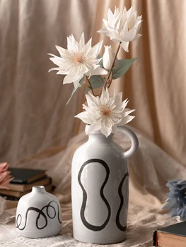 Basit El-Boyalı Seramik Vazo Oturma Odası Giriş Yatak Odası Kurutulmuş Çiçek Düzenleme Dekoratif Saksı Dekorasyon Çömlek