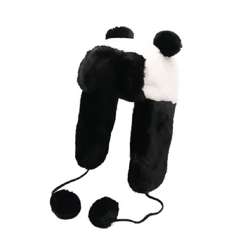 Gu Hasta Aynı Panda Lei Feng Şapka Sevimli Peluş Artı Kadife Sıcak kulak koruyucu şapka Kayak Kış kadın Moda Şapka Aksesuarları