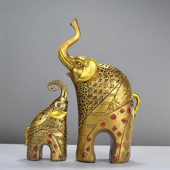 Modern Altın Fil Heykeli Oturma Odası Dekorasyon Reçine Hayvan Heykelleri Figürleri Lüks Ofis Süsleri Ev Dekor Hediye