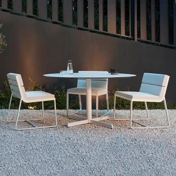 Iskandinav alüminyum alaşım modern basit açık eğlence masa ve sandalyeler avlu açık villa teras balkon yemek sandalyesi